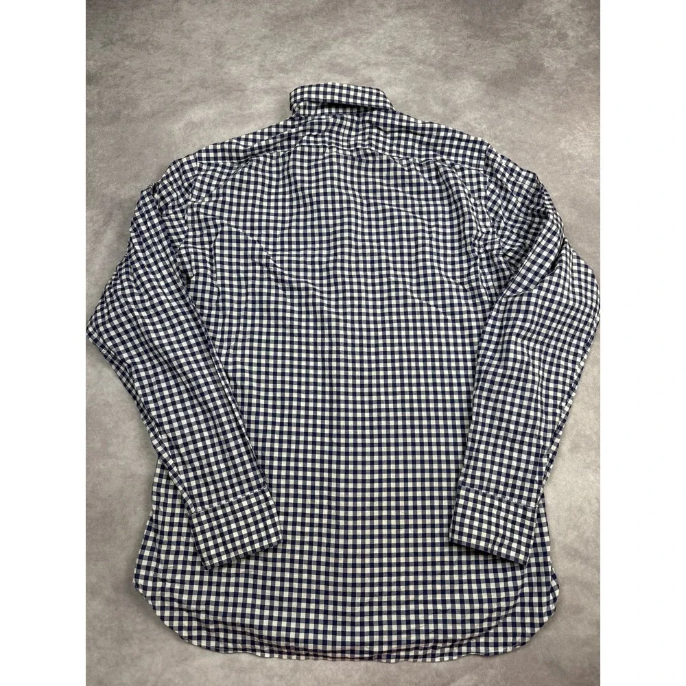 J. Crew Navy and White Gingham Button-Down Shirt